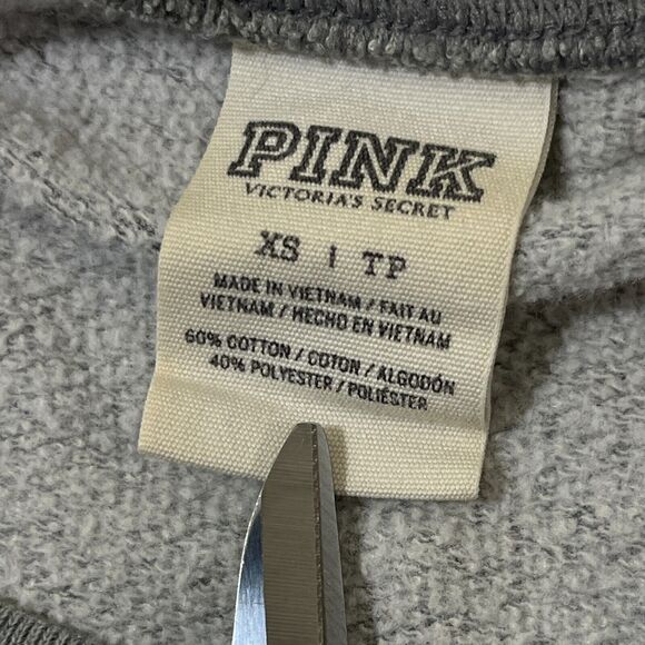 PINK Victoria Secret Sweatshirt Womens Size XS Grey Gray Pullover Crew Neck - Picture 2 of 8